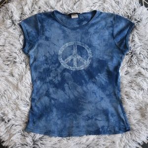 Rue 21 Vintage Blue Tie-dye Peace Tee